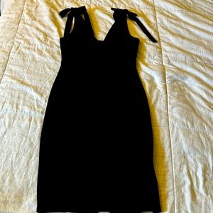 Black low cut midi dress
